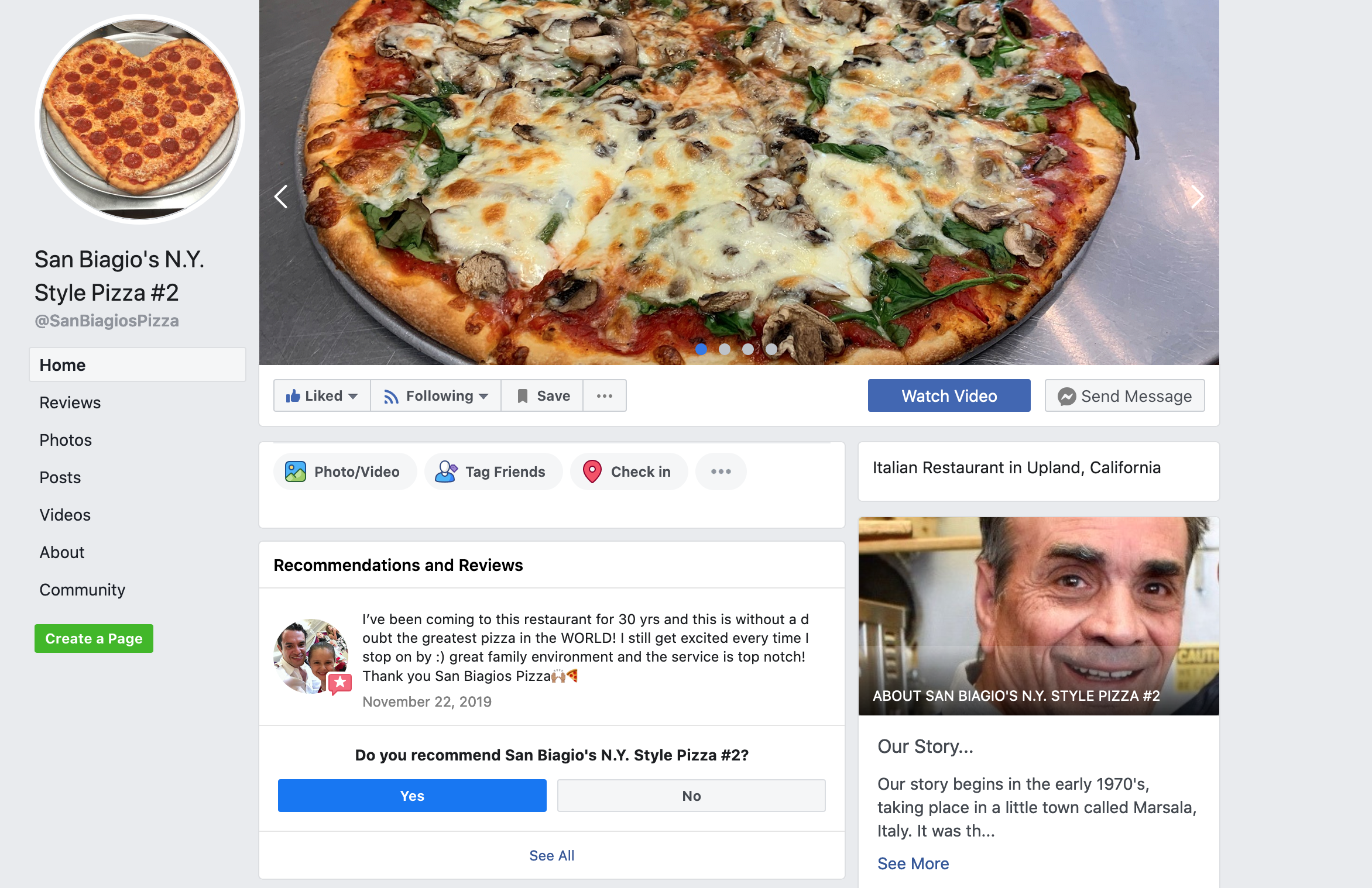 Fhoto of San Biagio's Pizza facebook page